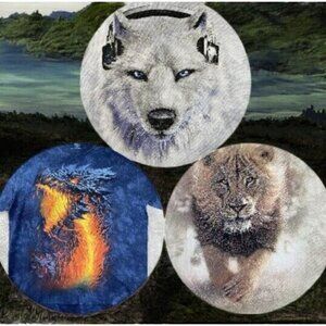 The Mountain Bundle - 3 Graphic T-Shirts | Size M | Lion, Fire Dragon, Wolf